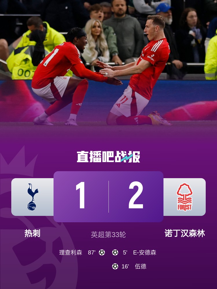 png电子平台蜕变！森林去年33轮后仅高降级区1分，现积分翻倍英超第3争欧冠